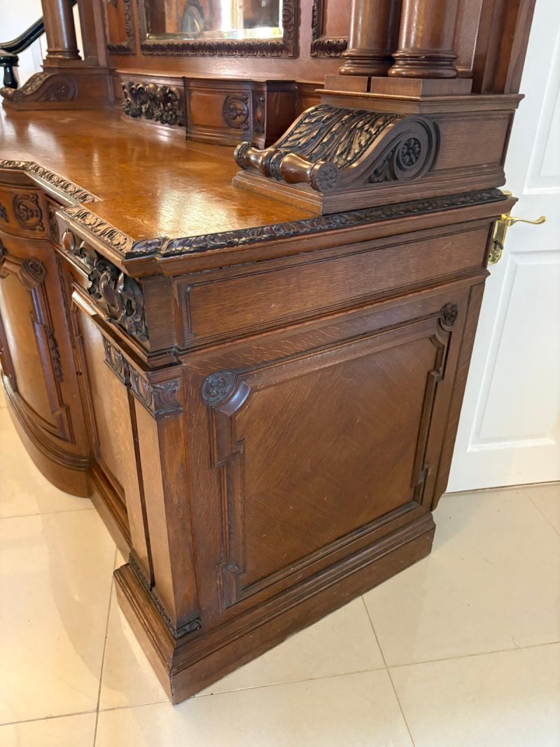 Monumental Antique Victorian Exhibition Quality Carved Oak Sideboard By Maple and Co. - Image 8